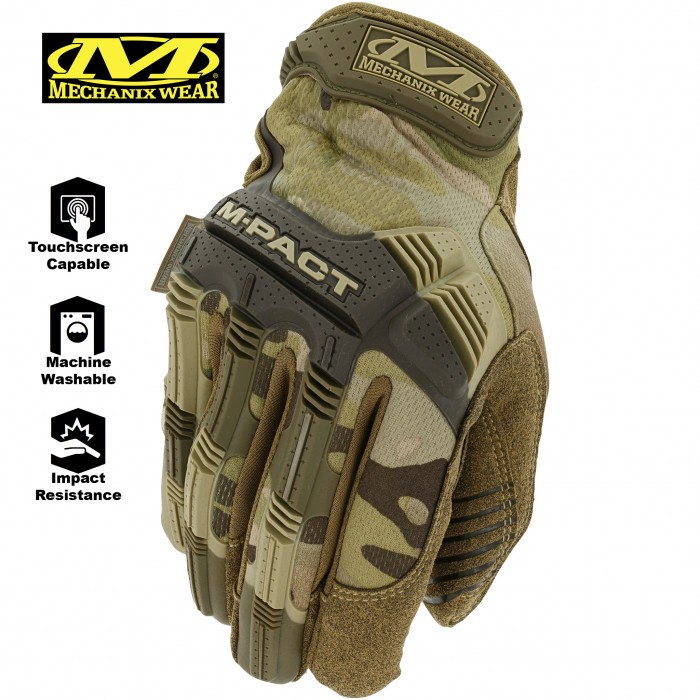 Тактические перчатки с защитой пальцев MECHANIX M-Pact Multicam