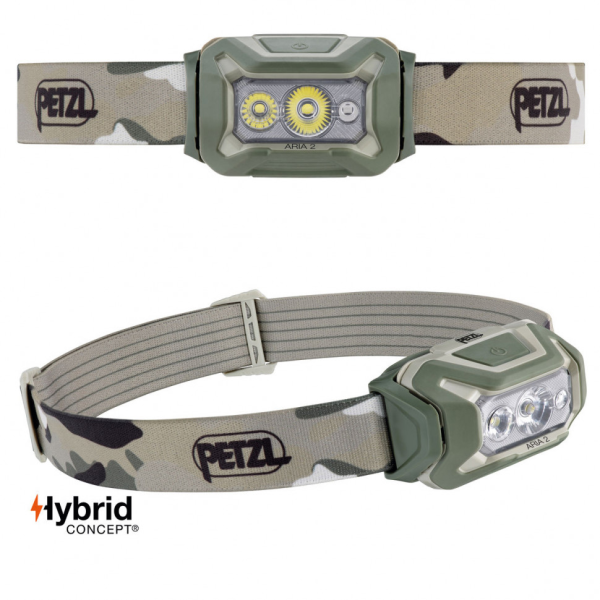 Фонарь налобный Petzl Aria 2 RGB 450лм, камуфляж, E070BA01
