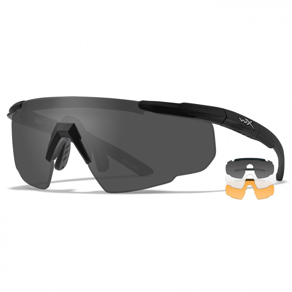 Тактические очки для стрельбы с баллистической защитой WILEYX Saber Advanced Matte Black (Clear-Grey-Rust)